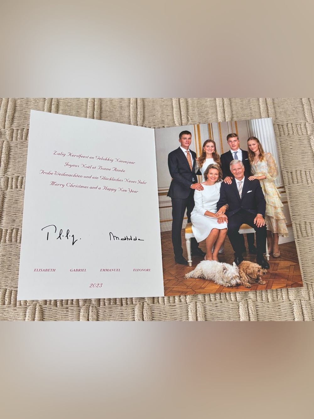 BELGIUM King Philippe & Queen Mathilde & Children 2022-2023 Holiday Card